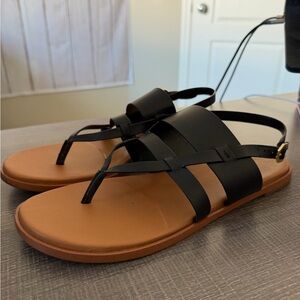 Cole Haan Finley Grand Thong Sandal in Black Leather Size 9.5